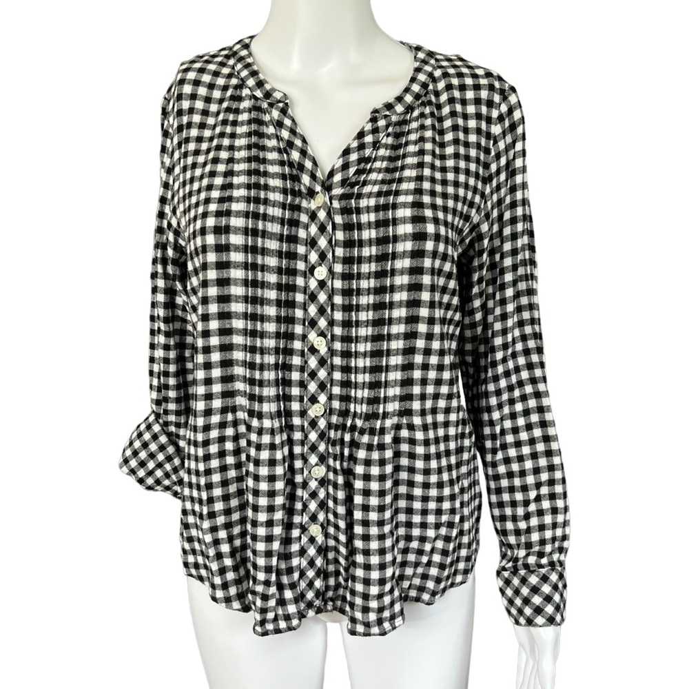 Croft & Barrow - Womens Checkered Peplum Top Sz MDP